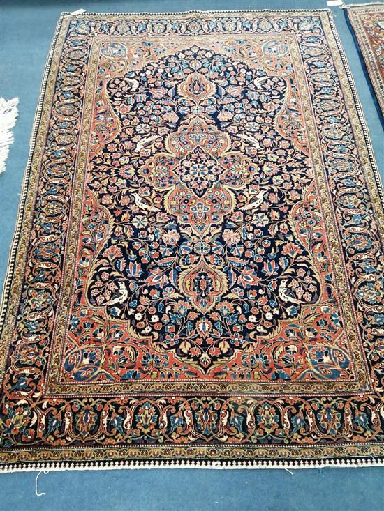 A Kashan / Isphahan blue ground rug 190 x 130cm